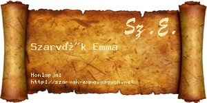 Szarvák Emma névjegykártya