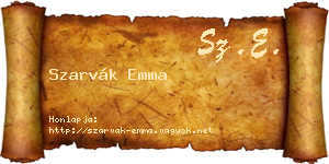 Szarvák Emma névjegykártya